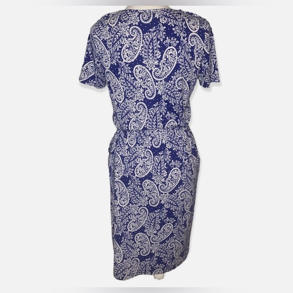 +FREE🎁 Boden Elspeth Jersey Dress Lapis Blue & White Mexican Paisley - size 12 - Picture 8 of 16